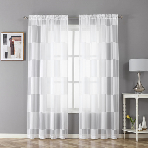 Ovzme Cortinas Traslúcidas De Jacquard Blanco De 84 Pulgad.