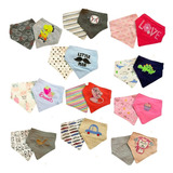 Pack 6 Baberos Bandanas Bebe Doble Capa De Algodón Y Bordada