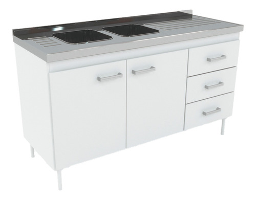 Bajo Mesada 1.40 Mueble De Cocina 3 Cajones 