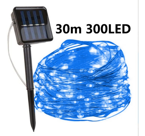 Parpadea Con El Panel Solar Fairy Wire 300 Led 30 Metros