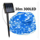 Parpadea Con El Panel Solar Fairy Wire 300 Led 30 Metros