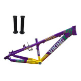 Quadro Vikingx Aro 26 Dirt Tuff X-25 Aluminio Roxo/amarelo