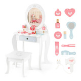 Honey Joy Vanity Juego De Mesa Y Silla De Maquillaje De