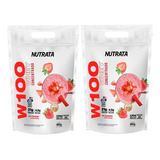 Kit 2x Whey 100% W100 900g Nutrata - 100% Whey Sabor Morango