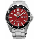 Reloj Orient Ra-aa0915r Hombre Diver Automático Kano Color De La Malla Plateado Color Del Bisel Negro Color Del Fondo Rojo