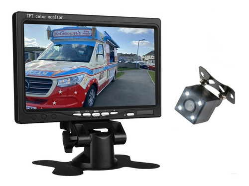 Pantalla Monitor 7 Pulgadas + Camara Marcha Atras 4 Leds