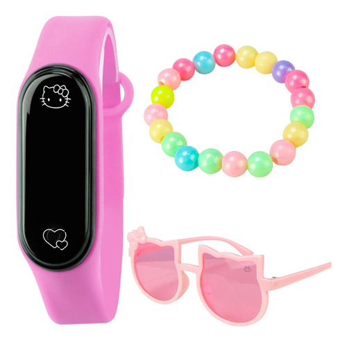 Relógio Digital Infantil Feminino + Oculos De Sol + Pulseira