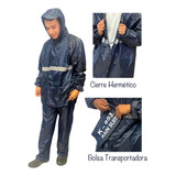 Impermeable Motociclista Azul Marino Chamarra Pantalon 2 Pz