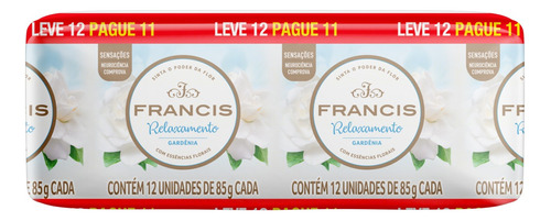 Sabão Em Barra Francis Gardênia Relaxamento De 0.09 Kg Pacote X 12