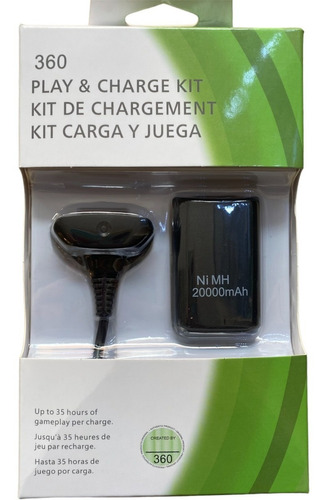 Kit Carga Y Juega Para Xbox 360 Pila Batería Cable 20000mah