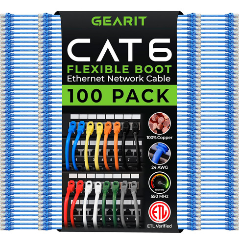 Gearit 100-pack Cat6 Patch Cable 3 Pies Cat 6 Ethernet Cable