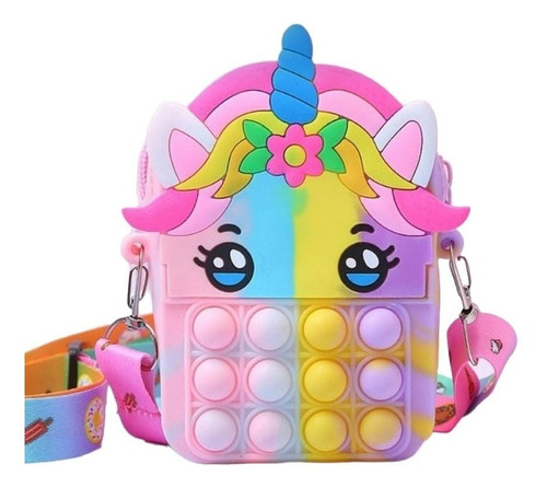 Cartera  Bandolera , Monedero Popit Pop Unicornio