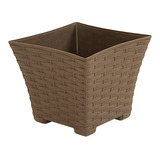 Maceta Plantas Cuadrada Plástica Rattan Mediana 25x25x21 Al 