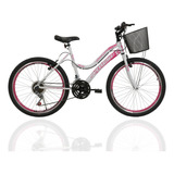 Bicicleta Infantil Aro 24 Athor Musa 18v Feminina C/cestinha Cor Branco/rosa