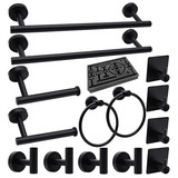 Set Accesorios Baño Negro Mate, Acero Inoxidable