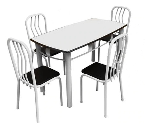 Mesa Jantar 4 Cadeiras Branca Cromada
