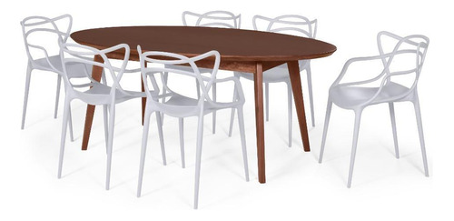 Conjunto Mesa De Jantar Oval 190cm Com 6 Cadeiras