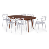 Conjunto Mesa De Jantar Oval 190cm Com 6 Cadeiras