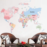 Vinil Decorativo Mapa Mundial Mapamundi Sala Habitación