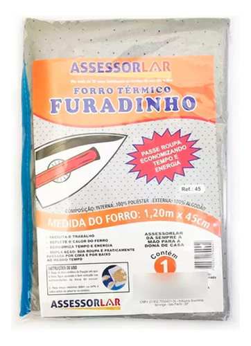 Kit 2 Forro Termico De Passar Roupas Em Algodao 1,20m X 45cm