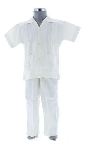 Conjunto De Guayabera De Lino 2975 Blanco 1 A 6 Años