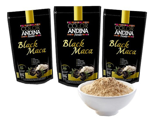 Kit 3 Maca Peruana Pura Preta Do Homem 100g Color Andina 