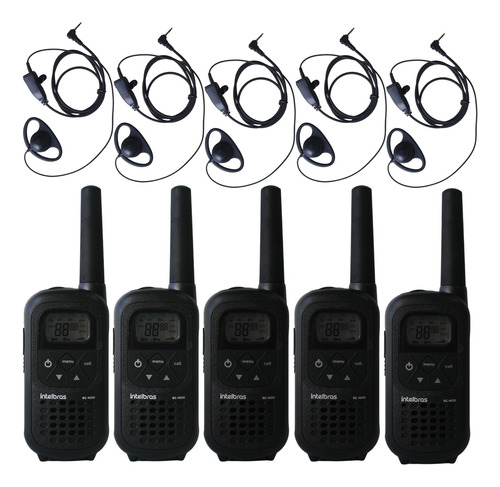 5x Rádio Comunicador Intelbras Rc4002 + Fone Tipo D Concha