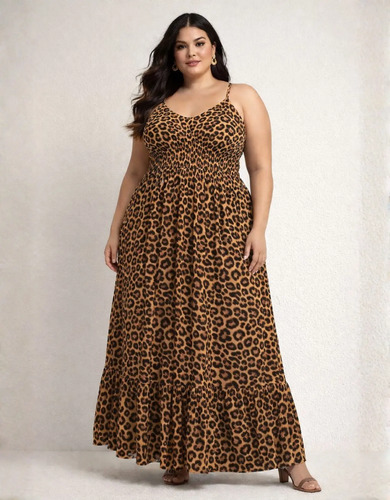 Vestido Plus Size Longo Lastex Soltinho Alcinha Elegante | MercadoLivre