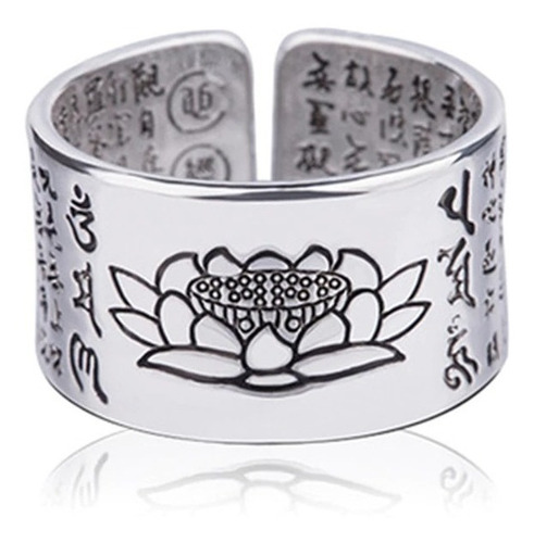 Anillo Budista Meditación Loto Sutra Del Corazón Protección 