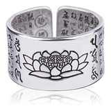 Anillo Budista Meditación Loto Sutra Del Corazón Protección 