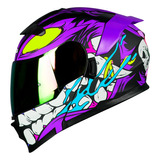 Casco Hro 3440 Abatible Intercreature Morado Para Moto Dot