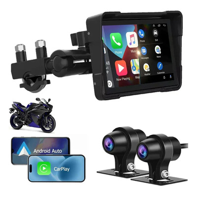 Estéreo Portátil Para Motocicletas Con Doble Cámara Carplay | Envío gratis