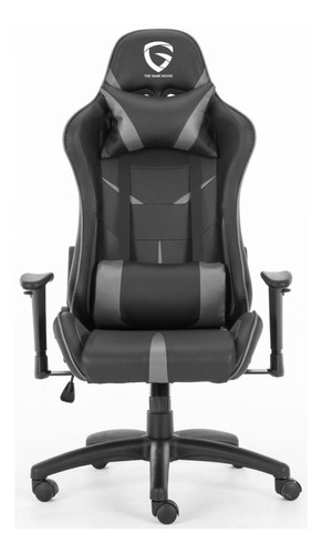 Silla De Escritorio The Game House Nova D-328 Gamer Ergonómica  Negro Y Gris Con Tapizado De Cuero Sintético