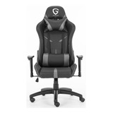 Silla De Escritorio The Game House Nova D-328 Gamer Ergonómica  Negro Y Gris Con Tapizado De Cuero Sintético