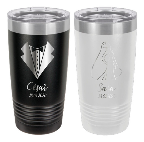 Vasos Boda Novios Personalizado 20oz Térmico Acero 2pzs