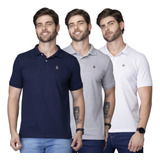 Kit 3 Camisas Polo Masculina Malha Piquet Premium Heyju