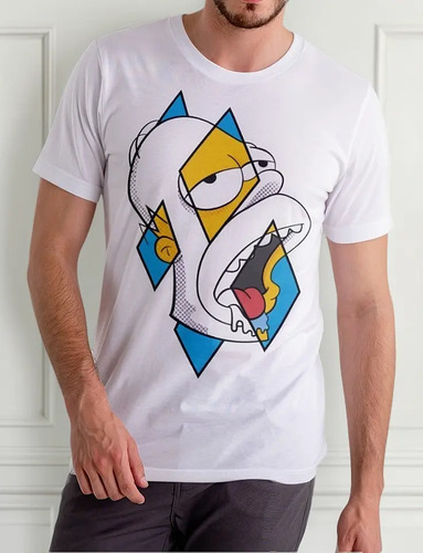 Playera Hombre Artístico Homero Simpson Colorido Rombos