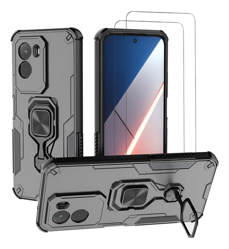 Funda Para Xiaomi Poco M7 4g Híbrido Doble Capa Carcasa + 2 Micas