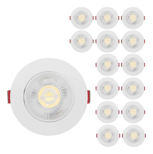 Kit 15 Spot Led 5w Dicróica Direcionável Redondo Neutro Cor Branco/neutro 110v/220v