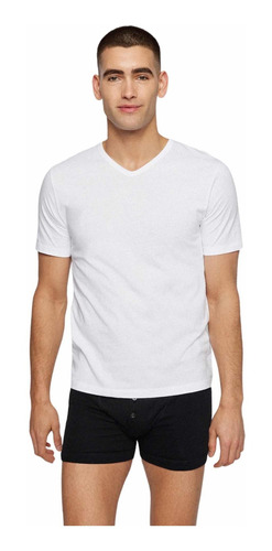 Paquete De 5 Playera T-shirt Hugo Boss Cuello V Blanco 