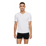 Paquete De 5 Playera T-shirt Hugo Boss Cuello V Blanco 