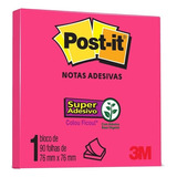 Bloco Post-it 657 76x76 Rosa Neon 3m