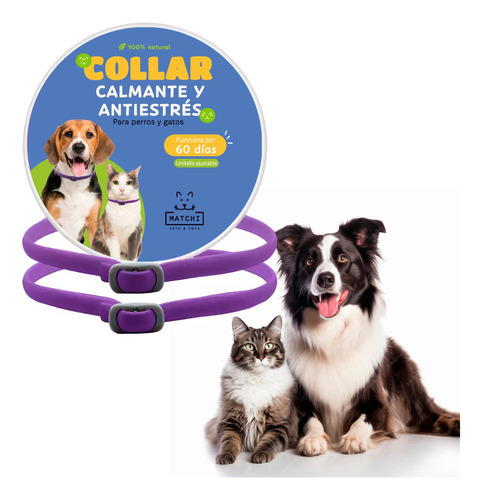 2pack Collar Calmante Antiestrés Para Perro, Alivio Ansiedad Color Morado Tamaño Del Collar M