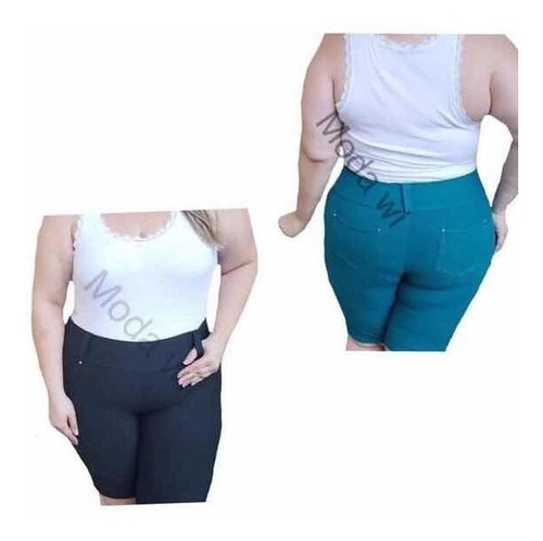 Kit Com 2  Bermudas  Feminina Cottom Plus Size 44 Ao 54