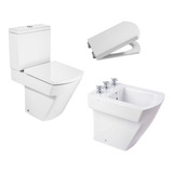 Combo Roca Hall Inodoro Largo + Depósito +  Asiento + Bidet