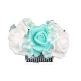 Tocado Novia Comunion Blanco Aqua  Vintage Rosas Artificial