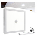 Painel Plafon Led Com Sensor 24w Sobrepor Quadrado Luz Frio Cor Branco Frio 110v/220v