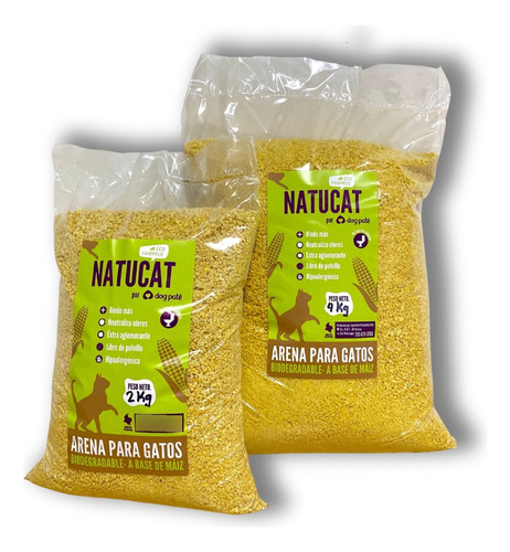 Arena De Maíz Para Gato 4kg Natucat