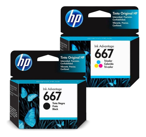 Cartucho De Tinta Hp 667 Deskjet Advantage Color Negro Y Coloreado 4 Ml 2 Unidades