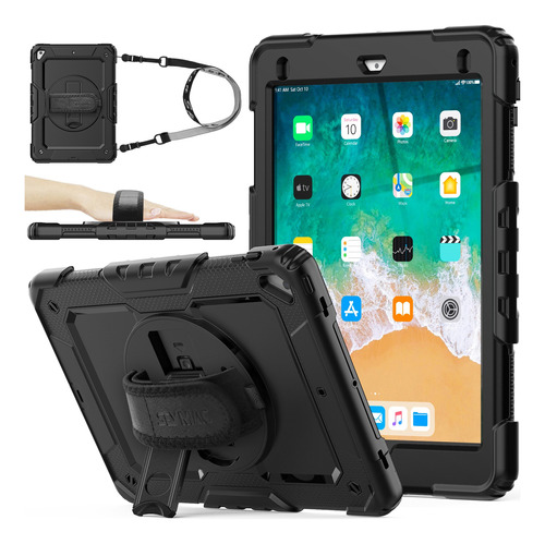 Capa Para iPad 6 5 Gen Air 2 9.7 Anti Impacto Seymac Preto